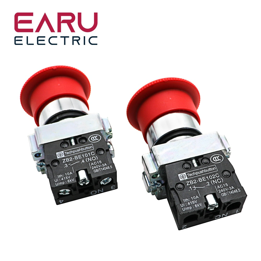NC NO Momentary latching Mushroom Emergency Stop Push Button Switch - KiwisLove