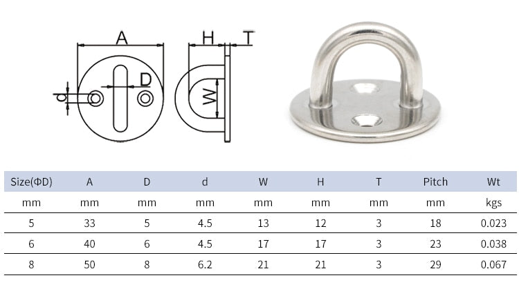 1pcs Staple Ring wall Hook Heavy Duty Fixed Pad Eye Plate Deck Door - KiwisLove