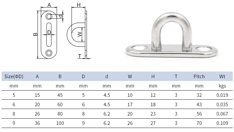 1pcs Staple Ring wall Hook Heavy Duty Fixed Pad Eye Plate Deck Door - KiwisLove