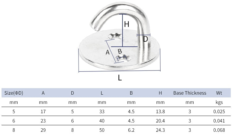 1pcs Staple Ring wall Hook Heavy Duty Fixed Pad Eye Plate Deck Door - KiwisLove