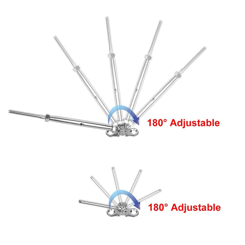 6 Sets Cable Railing Kit 1/8" Swage Toggle Turnbuckle 180 degree Adjustable - KiwisLove