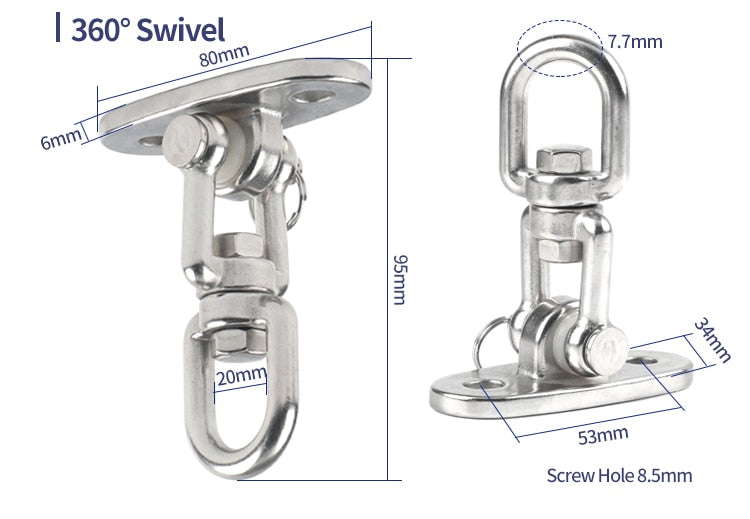 SUS304 Rotary Swing Fixed Plate Heavy Duty Swing Hangers Sets Yoga Hanging Chair - KiwisLove
