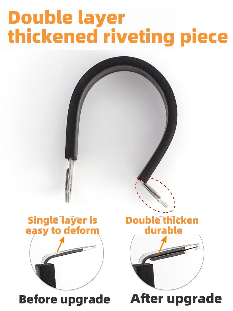 304 stainless steel Rubber Lined P Clips R-type pipe clampCable Mounting Hose Pipe  Clamp hose clamp fixed clamp pipe bracket - KiwisLove