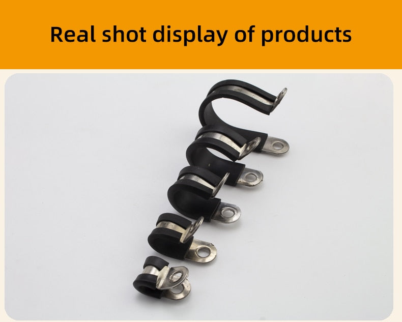 304 stainless steel Rubber Lined P Clips R-type pipe clampCable Mounting Hose Pipe  Clamp hose clamp fixed clamp pipe bracket - KiwisLove