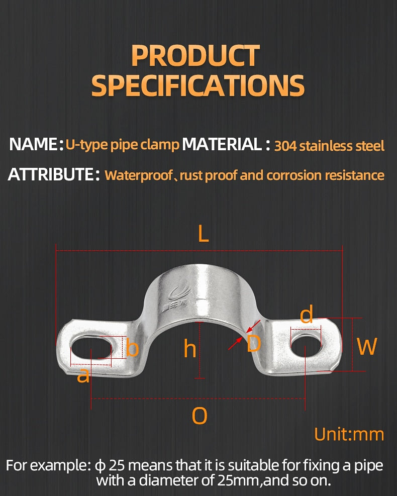304 Stainless Steel U-Shaped Pipe Saddle Clamp Buckle - KiwisLove