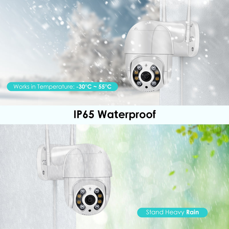 PTZ Wifi IP Camera Cloud 4X Digital Zoom Outdoor AI Human Detect - KiwisLove