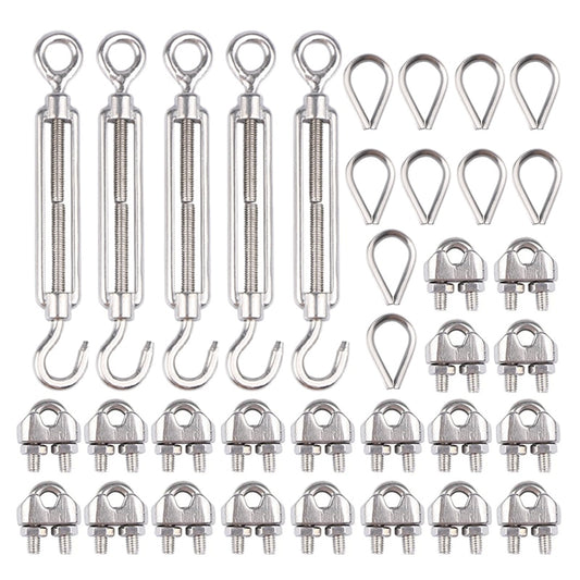 5 pcs M6 Turnbuckles + 20 pcs M3 Clips + 10 pcs M3 Thimble - KiwisLove