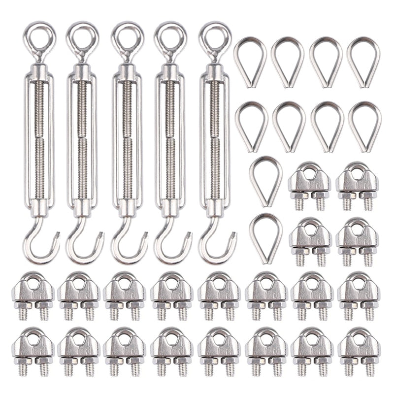 5 pcs M6 Turnbuckles + 20 pcs M3 Clips + 10 pcs M3 Thimble - KiwisLove