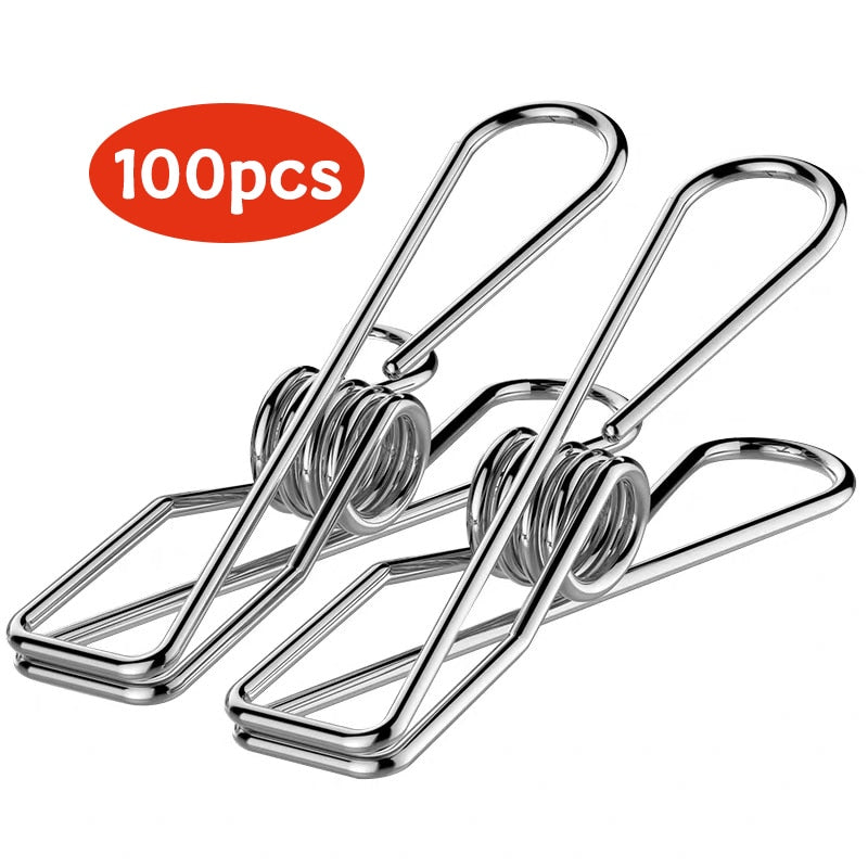 100pcs  304 Stainless Steel Clip Strong Large Windproof - KiwisLove