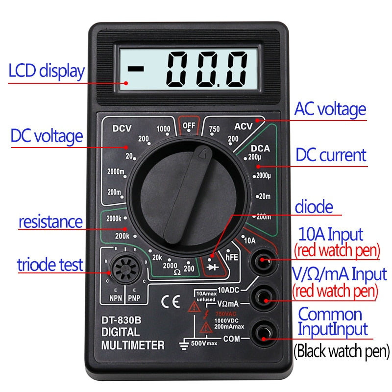 Digital Multimeter probe Voltmeter Ammeter Ohm Tester Meter Gauge - KiwisLove