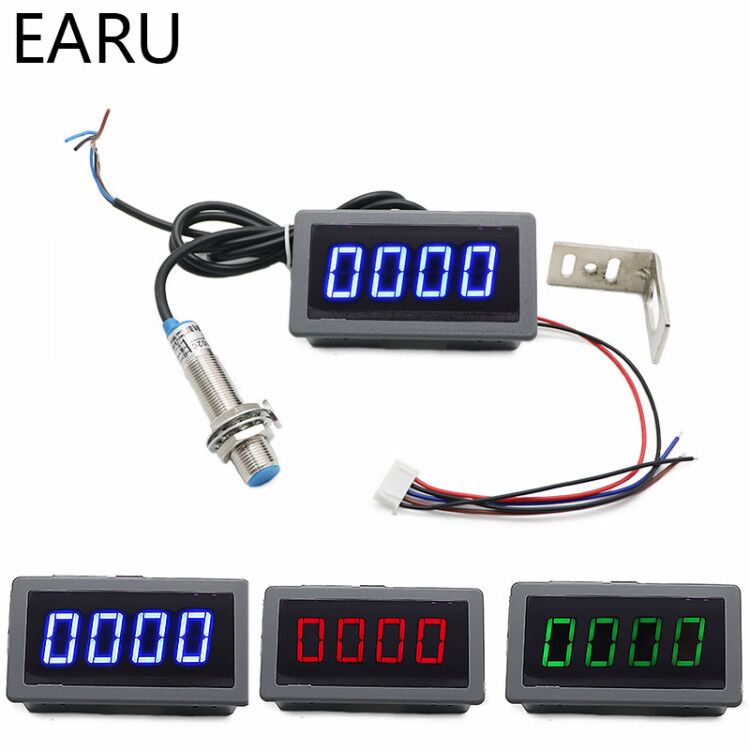 1Set Measuring Gauge 4 Digital  LED Tachometer RPM Speed Meter - KiwisLove