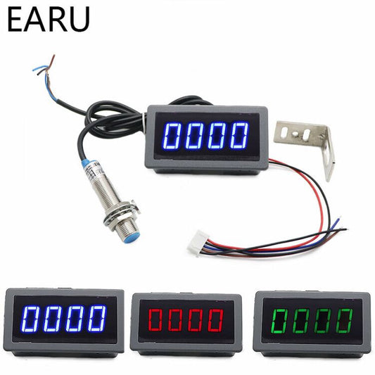 1Set Measuring Gauge 4 Digital  LED Tachometer RPM Speed Meter - KiwisLove
