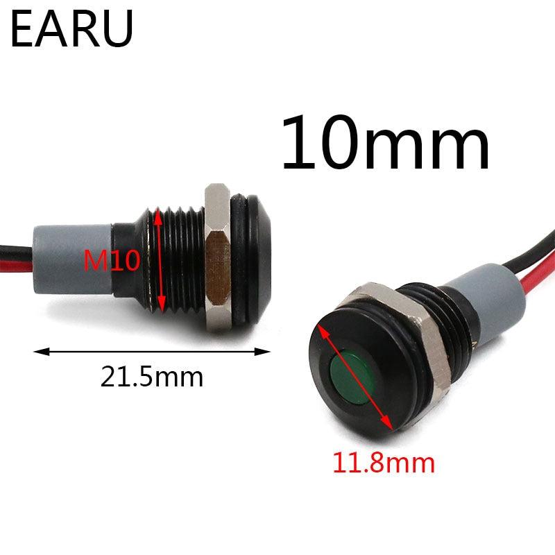 Flat Head Waterproof IP67 Metal LED Warning Indicator Light Signal Lamp - KiwisLove