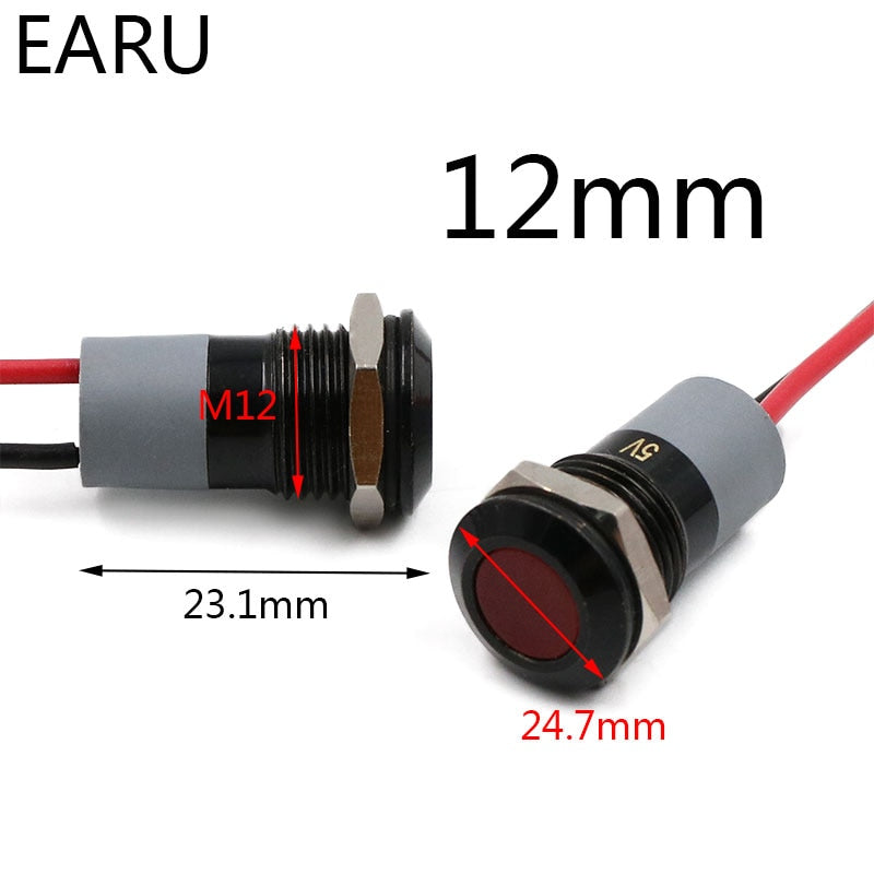 Flat Head Waterproof IP67 Metal LED Warning Indicator Light Signal Lamp - KiwisLove