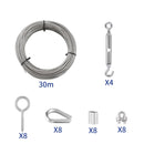30M PVC Coated 2mm Wire Rope Cable Hooks Hanging Kit - KiwisLove