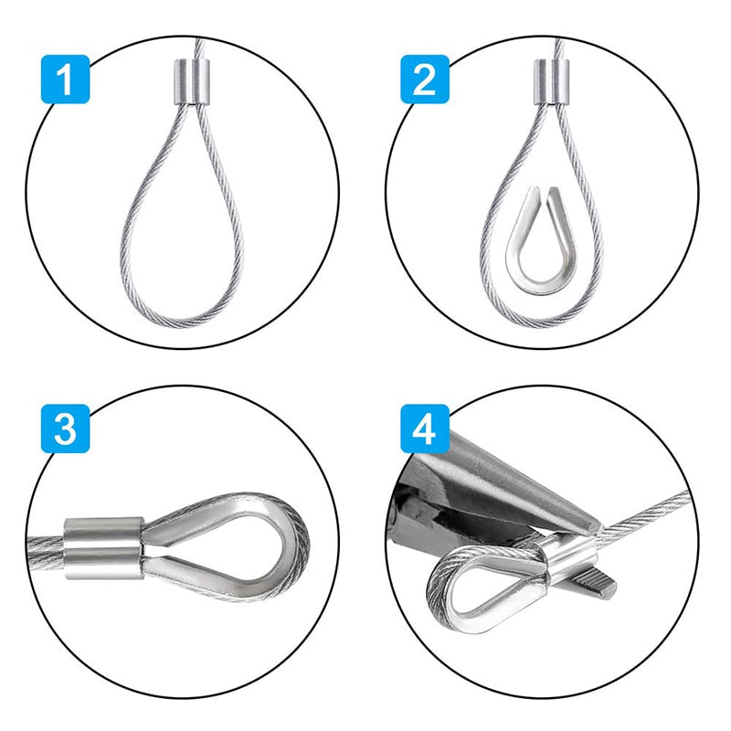 30M PVC Coated 2mm Wire Rope Cable Hooks Hanging Kit - KiwisLove