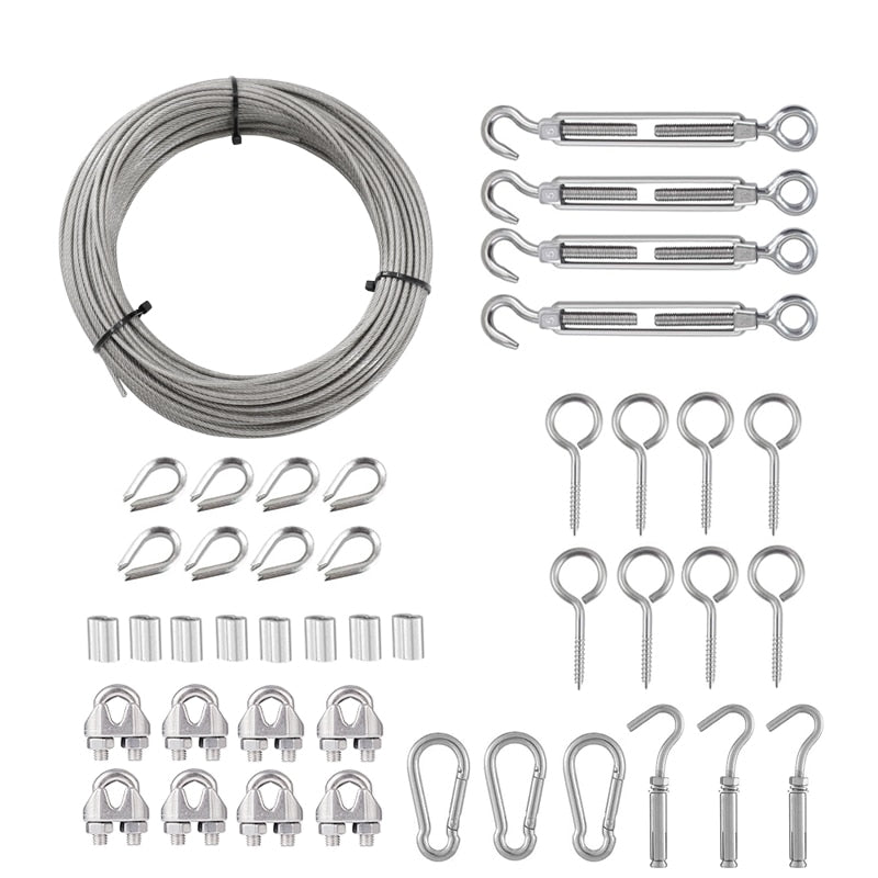 30M PVC Coated 2mm Flexible Wire Rope  Kit - KiwisLove