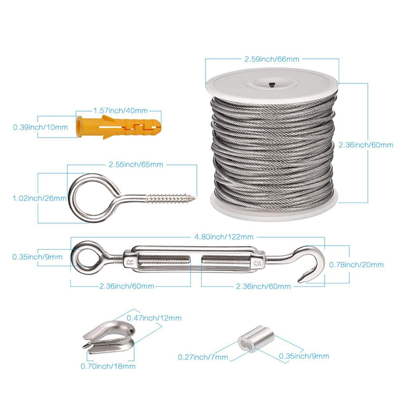 50M PVC Coated Flexible Wire Rope  Kit - KiwisLove