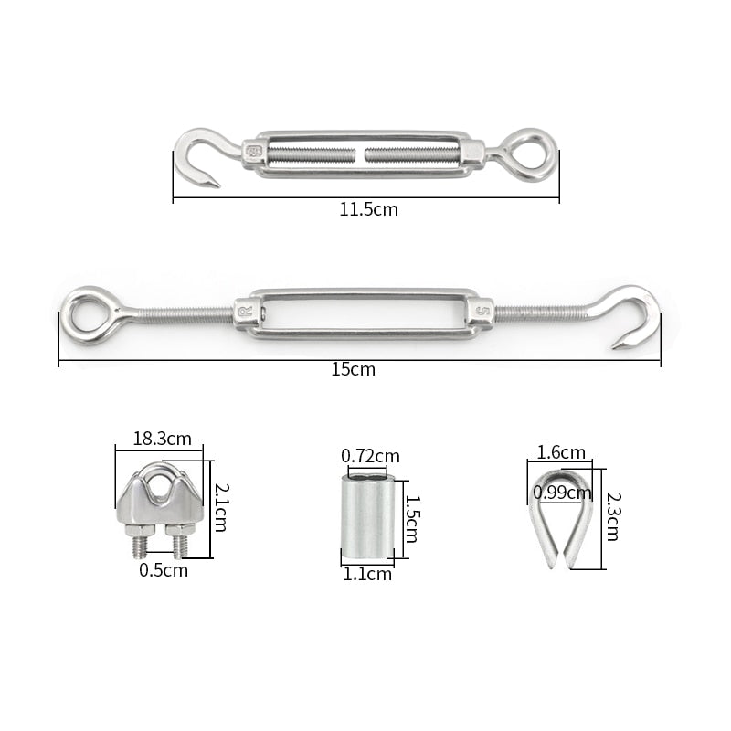 Turnbuckle Tension Tensioner Strainer  Clips Set - KiwisLove