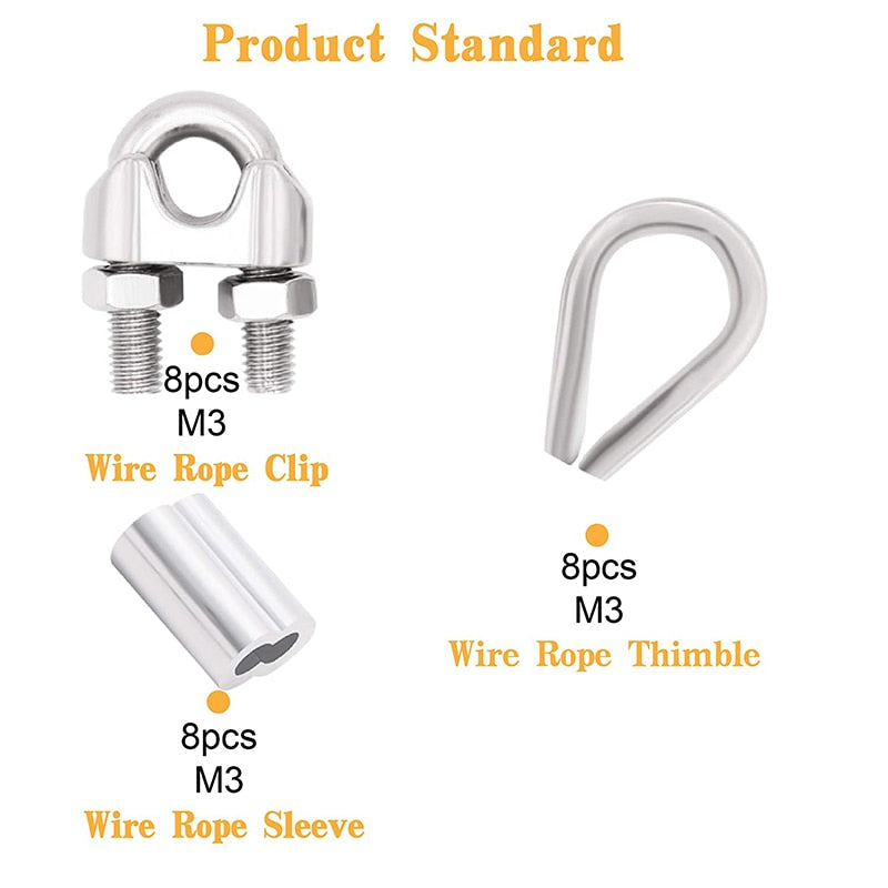M3 Thimble Loop Sleeve Clip Pack for 3mm Wire Rope Cable - KiwisLove