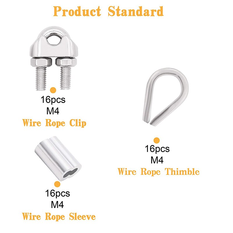 M4 Thimble Loop Sleeve Clip Pack for 4mm Wire Rope Cable - KiwisLove