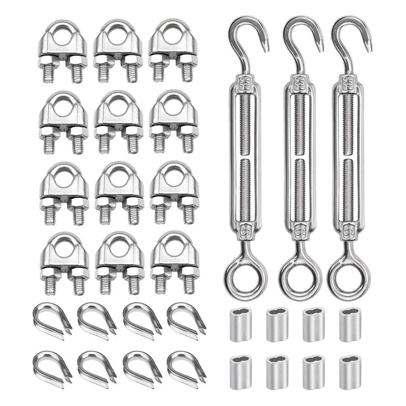 Turnbuckle Tension Clip/Clamp Thimble  Crimping Loop Set for 6mm Wire - KiwisLove