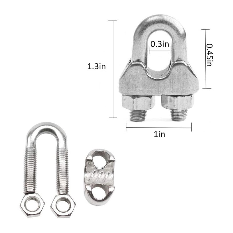 Turnbuckle Tension Clip/Clamp Thimble  Crimping Loop Set for 6mm Wire - KiwisLove