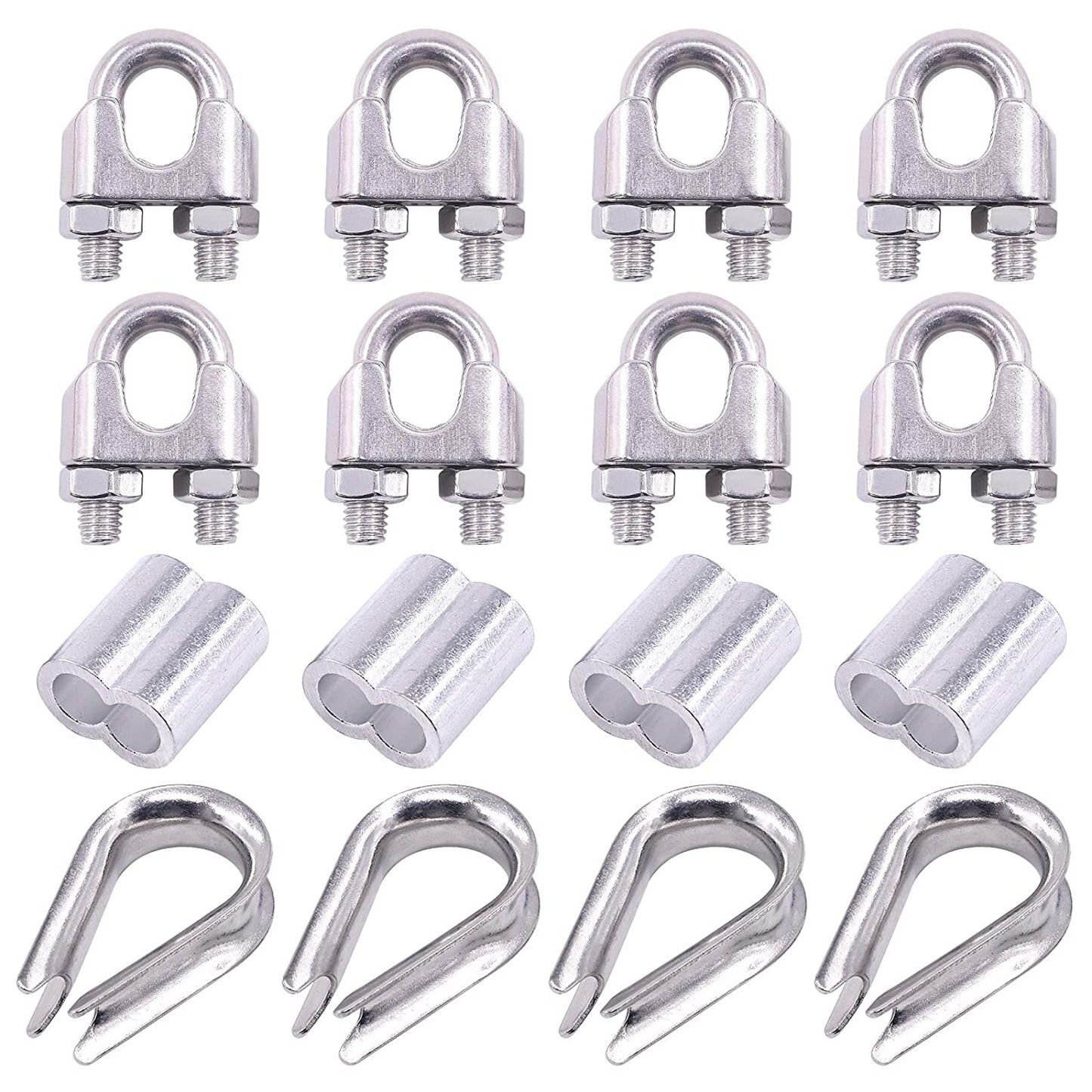 M10 Thimble Loop Sleeve Clip 16 Pcs Pack for 10mm Wire Rope Cable - KiwisLove