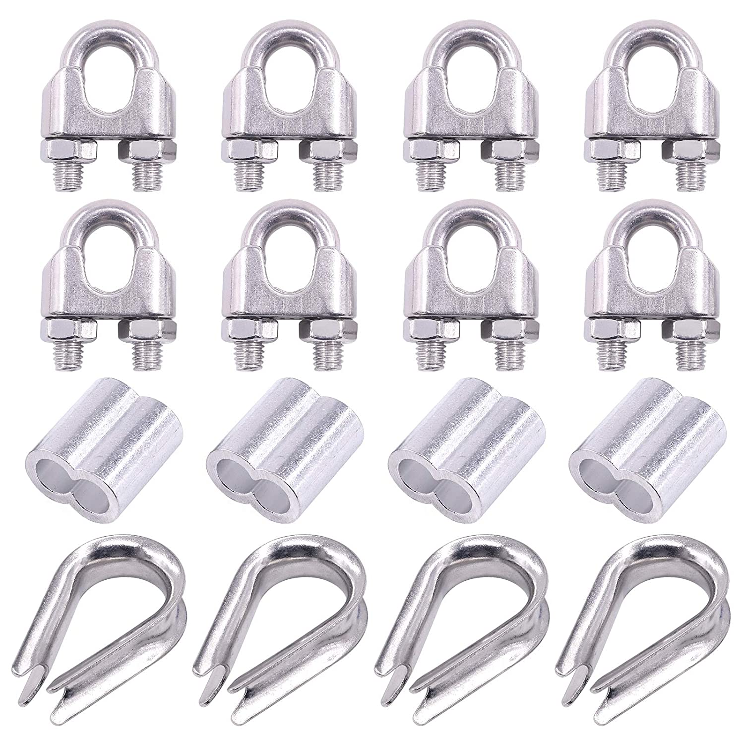 M10 Thimble Loop Sleeve Clip 16 Pcs Pack for 10mm Wire Rope Cable - KiwisLove
