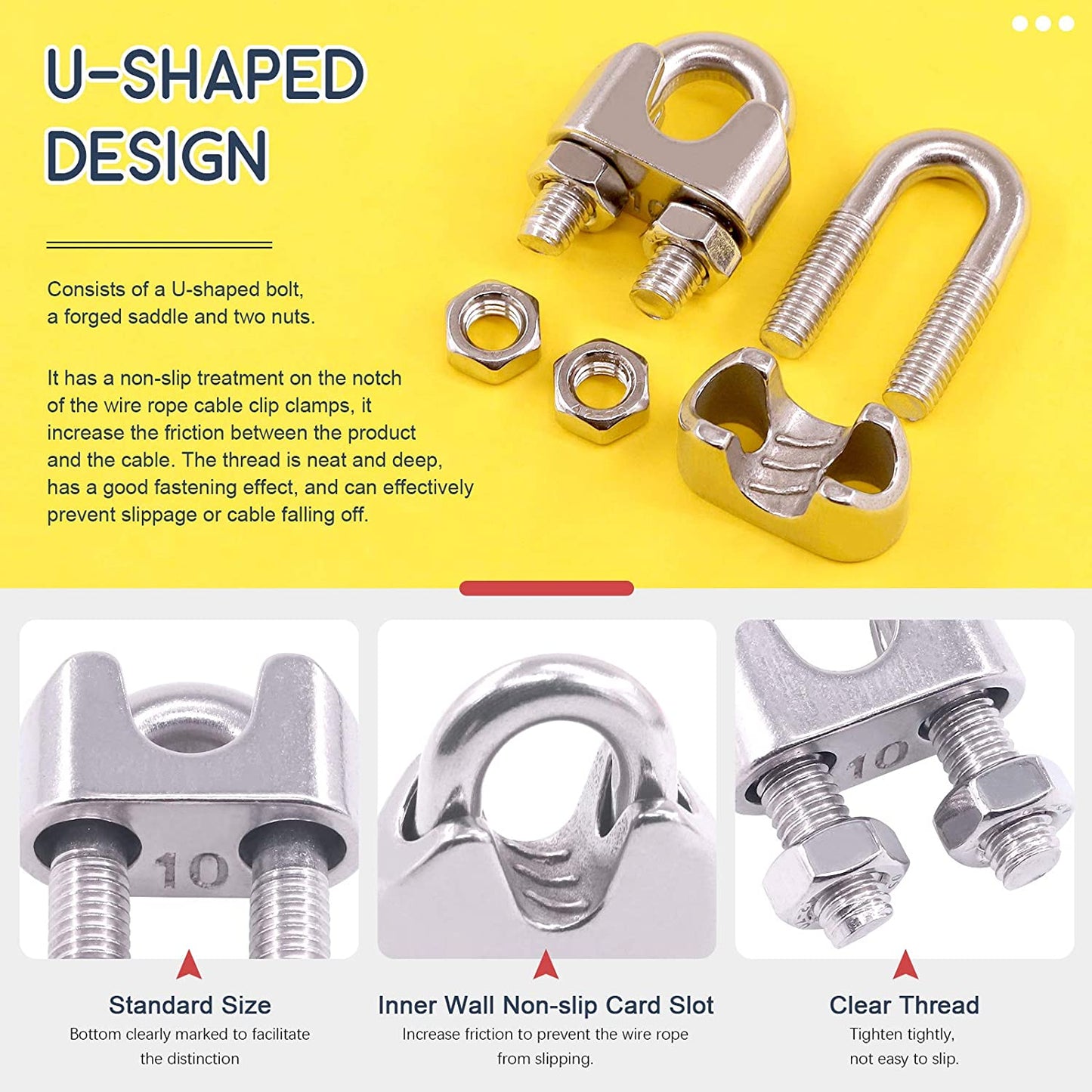 M10 Thimble Loop Sleeve Clip 16 Pcs Pack for 10mm Wire Rope Cable - KiwisLove