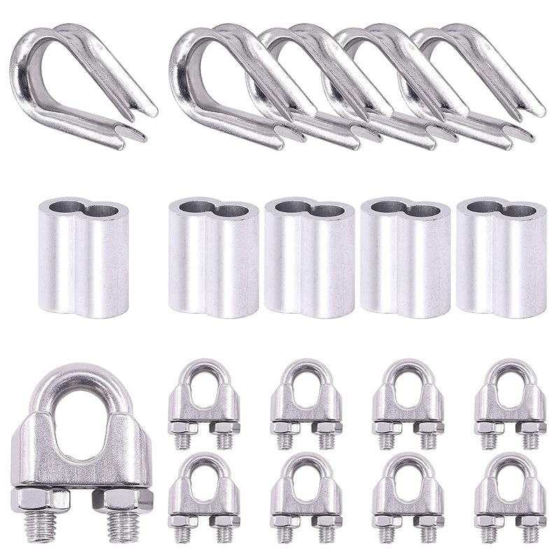 M10 Thimble Loop Sleeve Clip 24 Pcs Pack for 10mm Wire Rope Cable - KiwisLove
