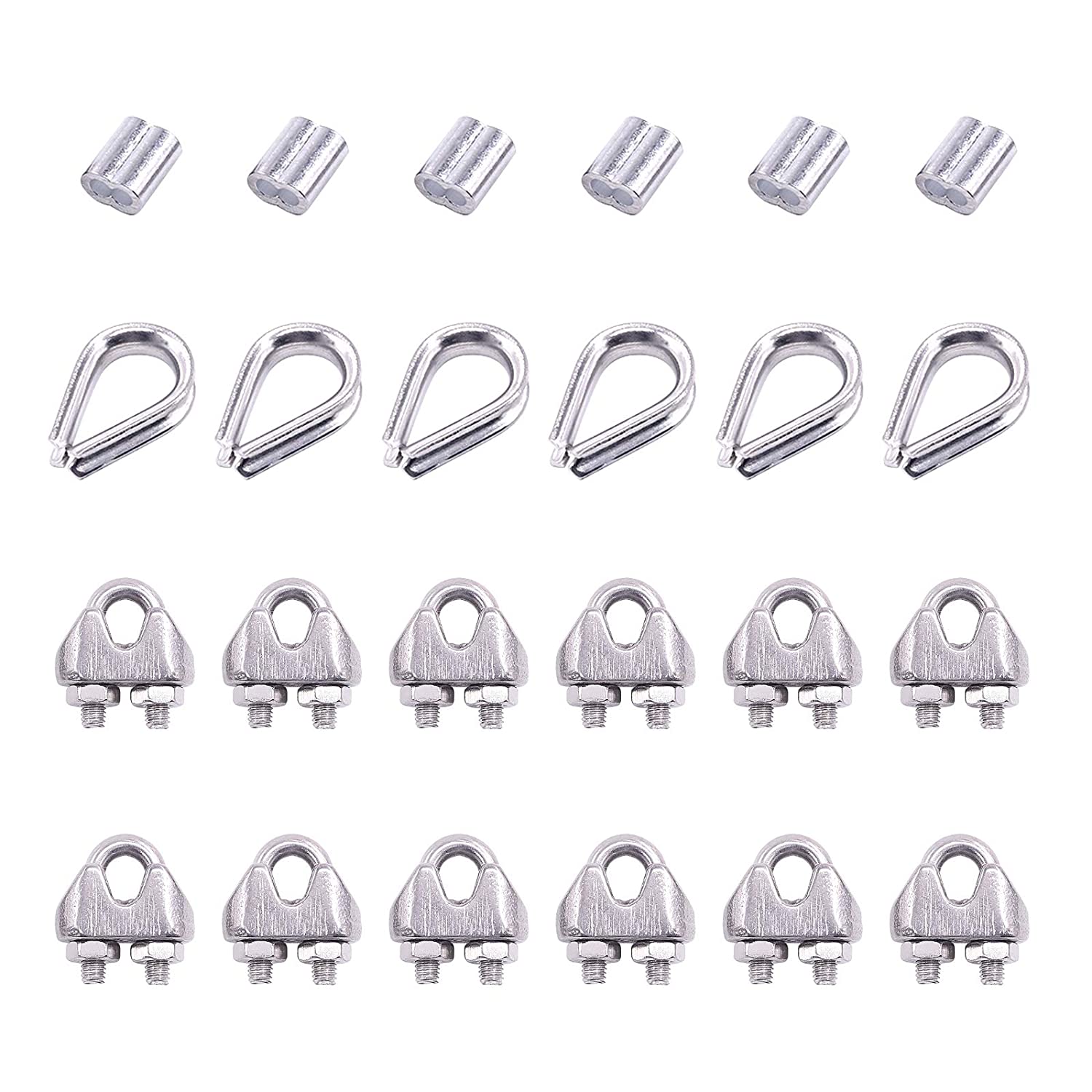 M2 Thimble Loop Sleeve Clip Pack for 2mm Wire Rope Cable - KiwisLove