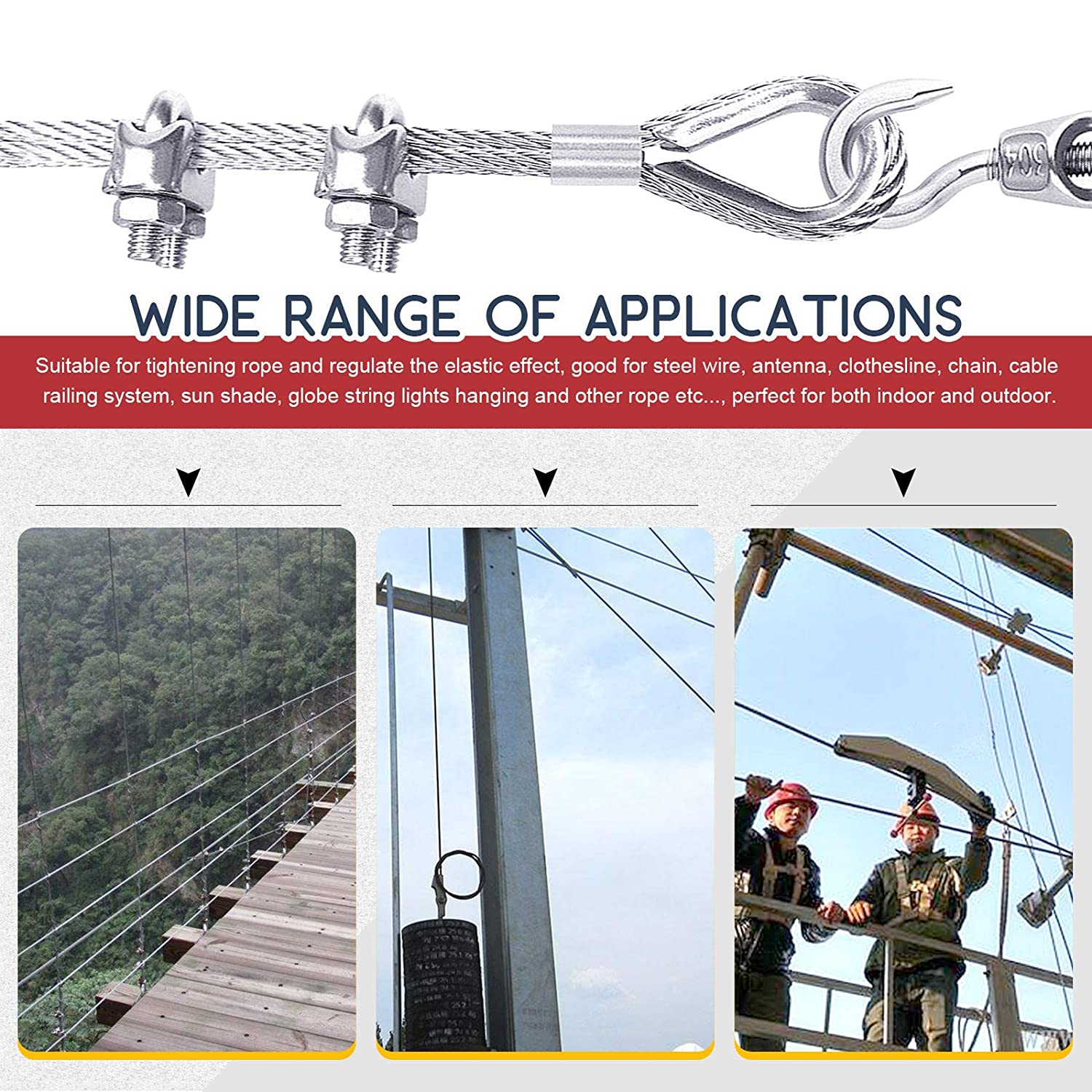 M6 Thimble Loop Sleeve Clip Pack for 6mm Wire Rope Cable - KiwisLove