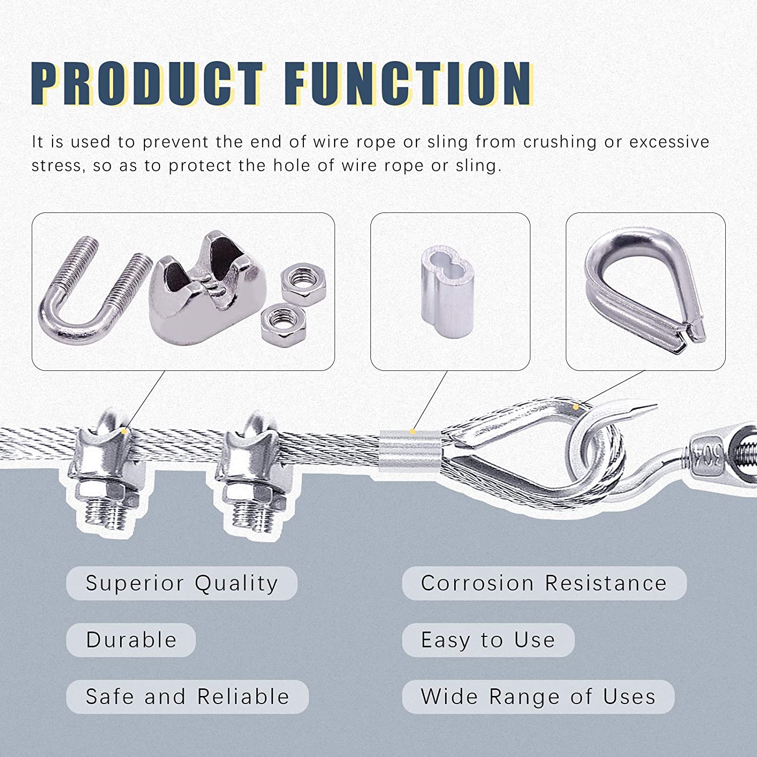 M8 Thimble Loop Sleeve Clip Pack for 8mm Wire Rope Cable - KiwisLove