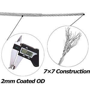 30M Coated Nylon 2mm Wire Rope Kit Thimble Crimping  Turnbucle - KiwisLove