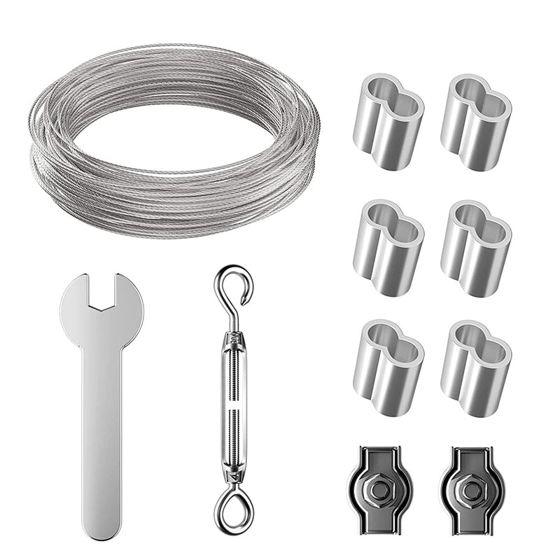 13m wire rope PVC coated 2mm turnbuckle eyelet  sleeve  clip - KiwisLove