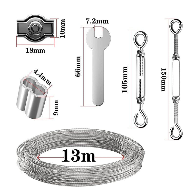 13m wire rope PVC coated 2mm turnbuckle eyelet  sleeve  clip - KiwisLove