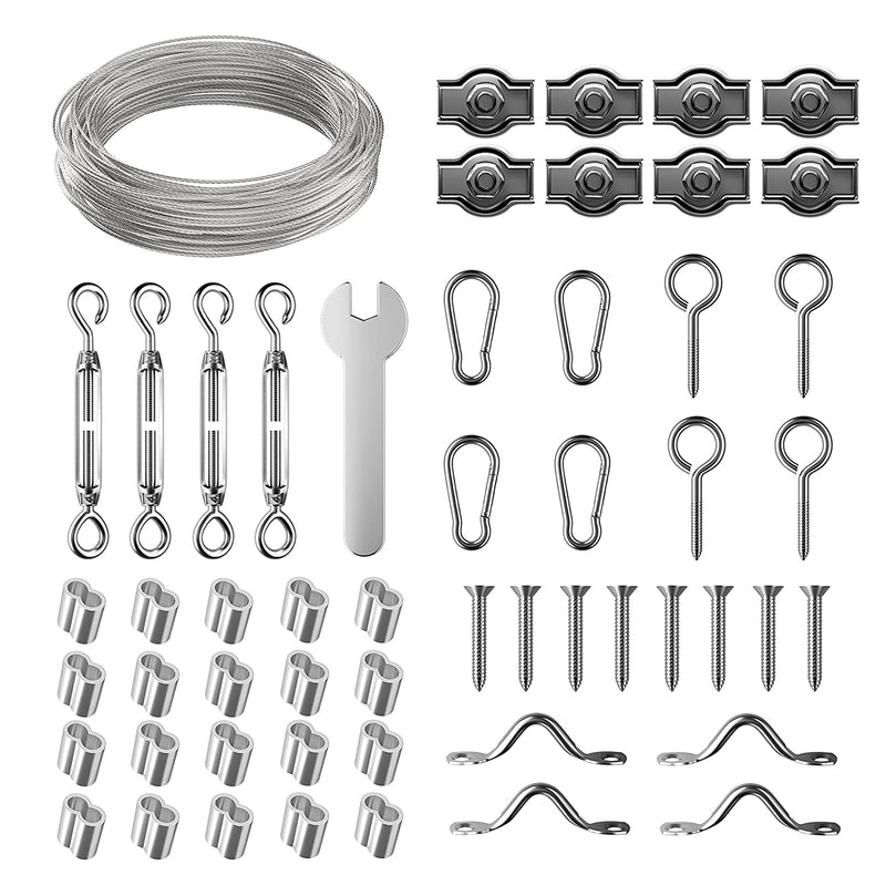 45m wire rope set 2mm PVC coated Cable eyelets turnbuckle tensioner - KiwisLove
