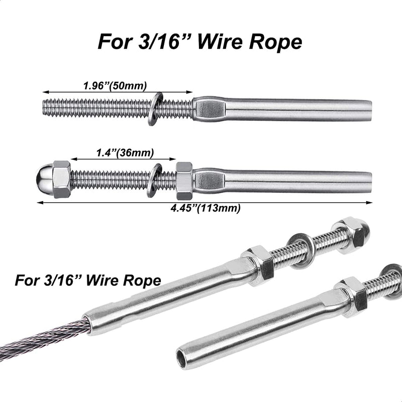 Cable Railing Swage Threaded Stud Tension End Fitting Terminal T316 - KiwisLove