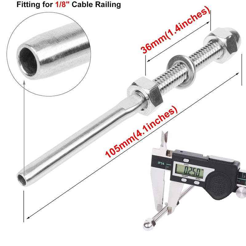 Cable Railing Hardware Swage Stud Tension End Fitting Terminal  T316 - KiwisLove