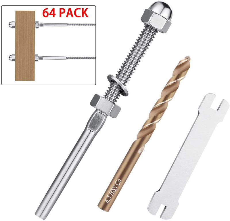 64Pcs Swage Threaded Stud Tension End Fitting Terminal T316 Stainless Steel - KiwisLove