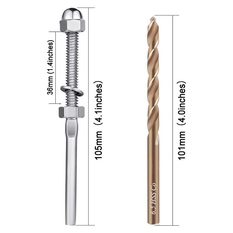 64Pcs Swage Threaded Stud Tension End Fitting Terminal T316 Stainless Steel - KiwisLove