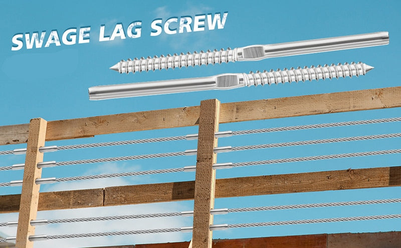 Swage Lag Screws Cable Railing Stair Deck Wood Post Balusters - KiwisLove