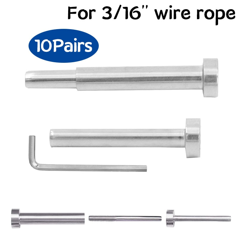 10 Sets Invisible Receiver and Swage Stud End Stainless Steel - KiwisLove