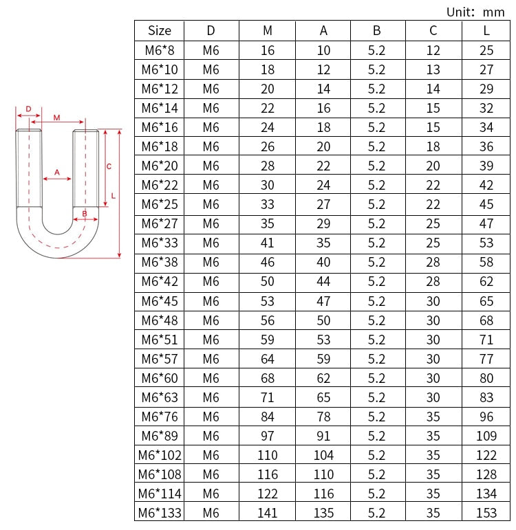 U Bolts Screw Buckle With Nuts Pipe Clamp 304 Stainless Steel - KiwisLove