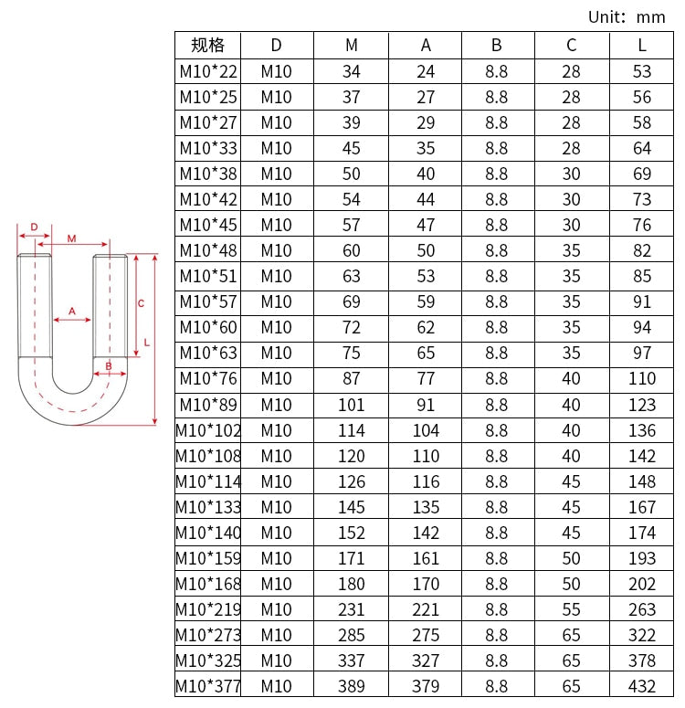 U Bolts Screw Buckle With Nuts Pipe Clamp 304 Stainless Steel - KiwisLove