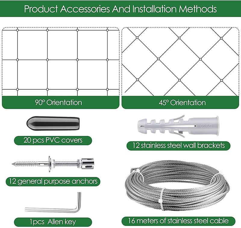 Climbing Plants Vines Green Wall  Cable Trellis System Hub Bracket Kit  NZ Stock - KiwisLove