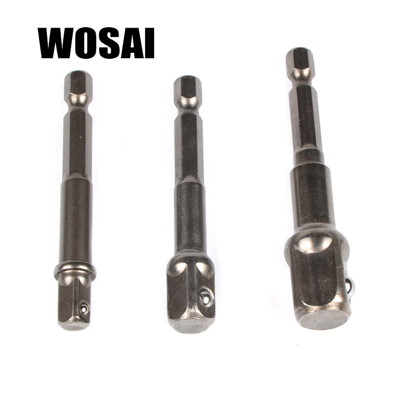 3pcs Chrome Vanadium Steel Socket Adapter Set Hex Shank - KiwisLove