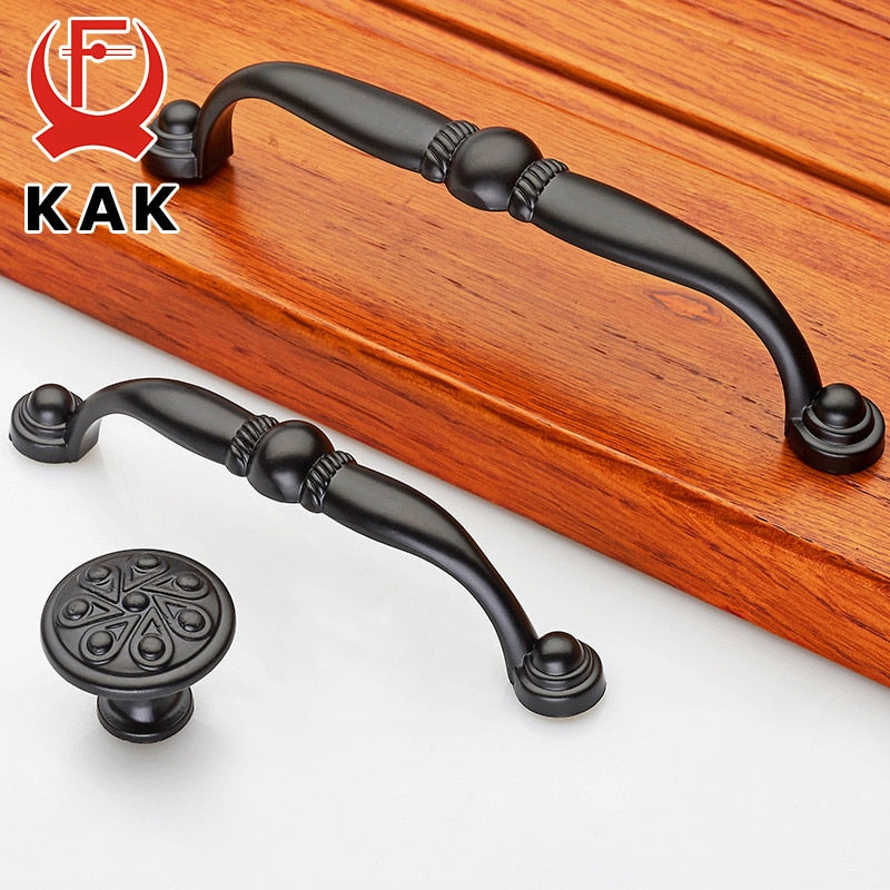 American Style Black Zinc Alloy Handles Cabinet Drawer Knobs - KiwisLove