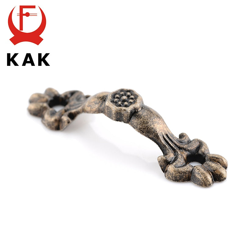 KAK 10pcs Box Handle 43*10MM Zinc Alloy Knob Tracery Bronze Tone Antique Pulls For Drawer Wooden Jewelry Box Furniture Hardware - KiwisLove